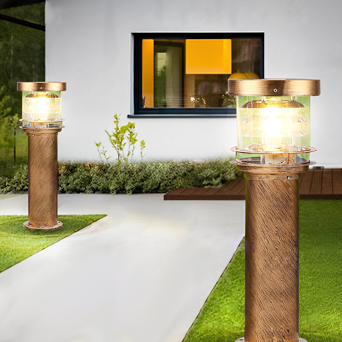 Outdoor Landscape Light Waterproof, Cylinder Tiered LED Path Light - Garden Pathway Bollard Lighting for Driveway Yard Patio
