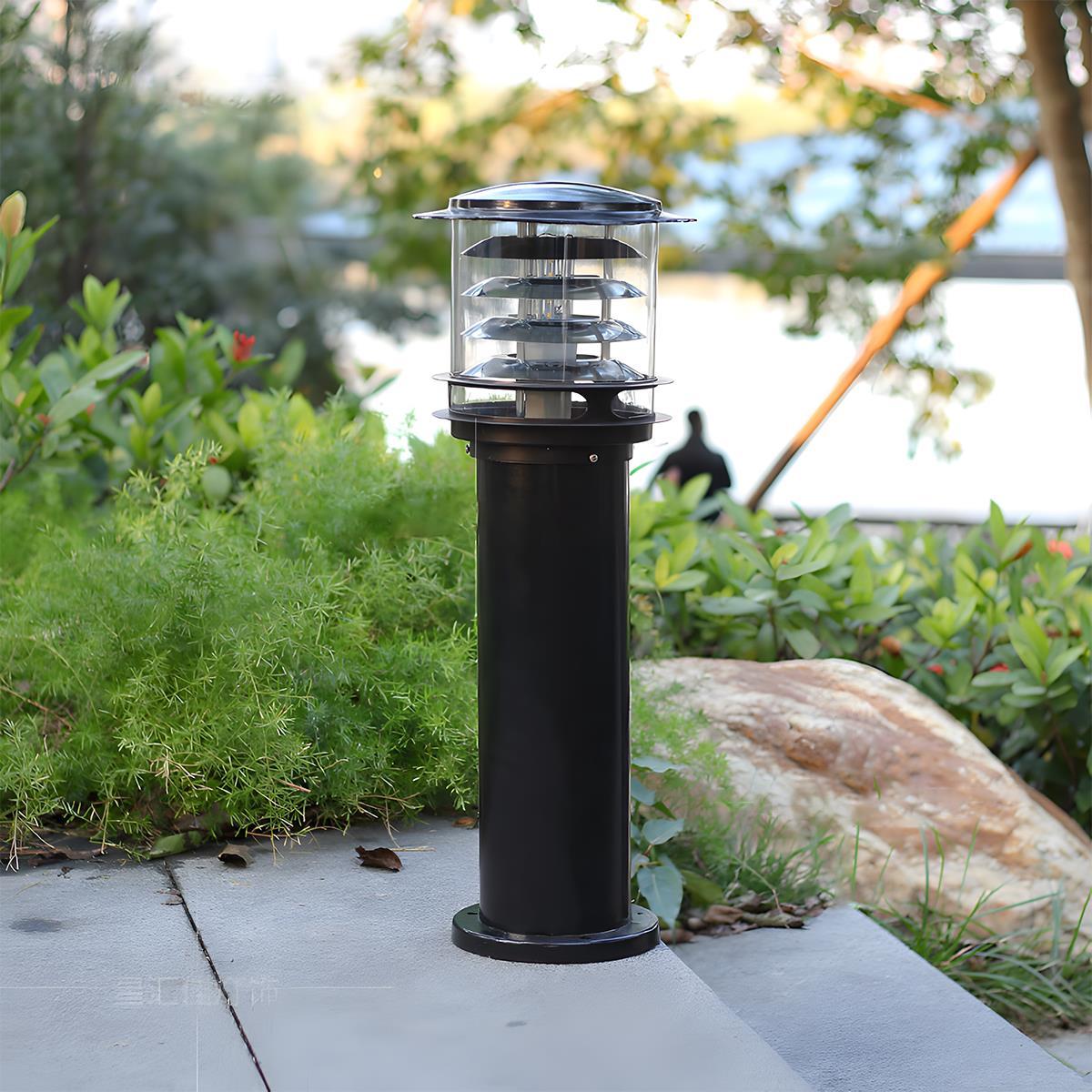 Outdoor Landscape Light Waterproof, Cylinder Tiered LED Path Light - Garden Pathway Bollard Lighting for Driveway Yard Patio