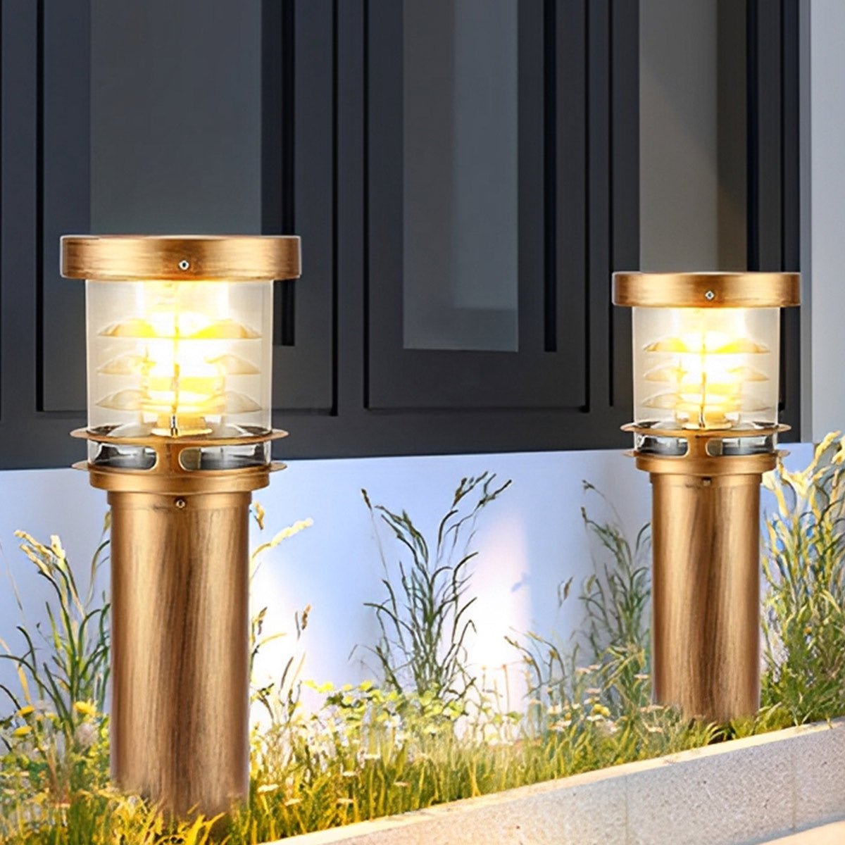 Outdoor Landscape Light Waterproof, Cylinder Tiered LED Path Light - Garden Pathway Bollard Lighting for Driveway Yard Patio