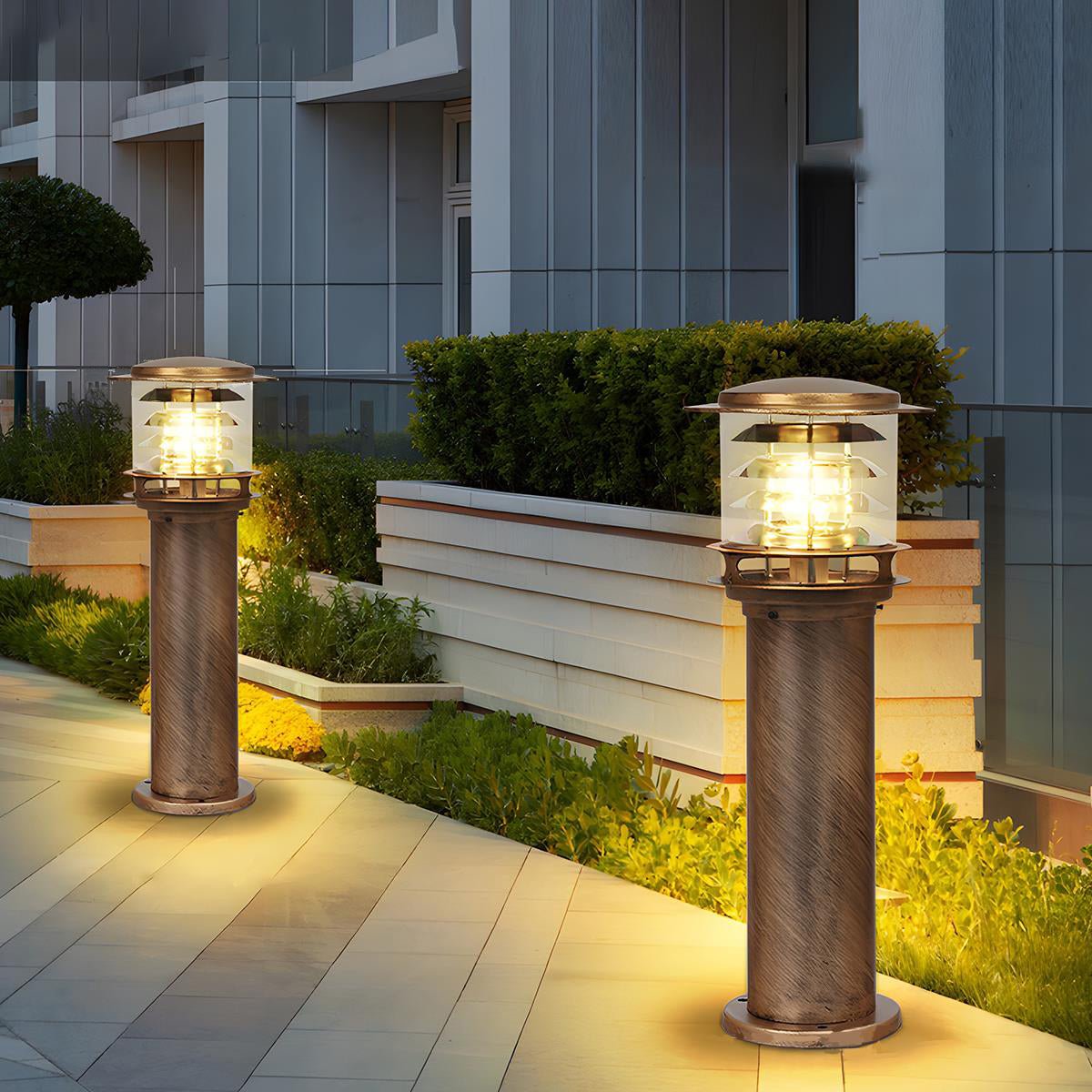 Outdoor Landscape Light Waterproof, Cylinder Tiered LED Path Light - Garden Pathway Bollard Lighting for Driveway Yard Patio