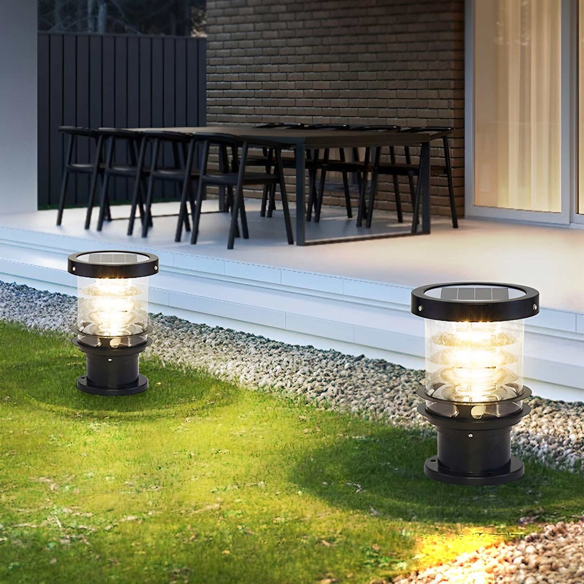 Outdoor Landscape Light Waterproof, Cylinder Tiered LED Path Light - Garden Pathway Bollard Lighting for Driveway Yard Patio