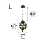 Outdoor Chandelier Light Waterproof, Aluminum Glass Ball Pendant - Adjustable Hanging Ceiling Light for Porch Gazebo Patio