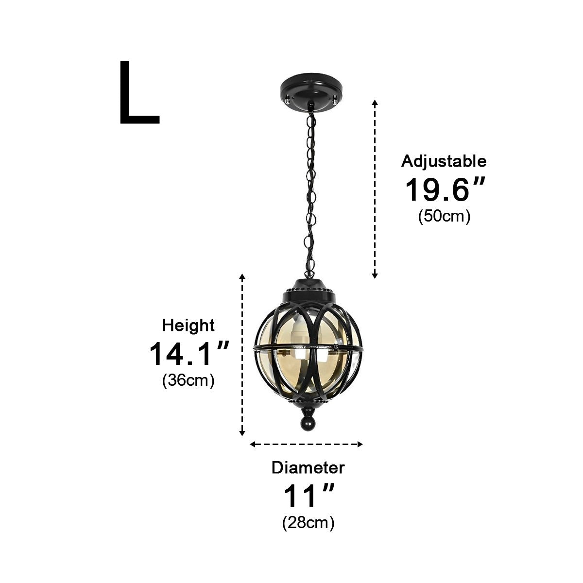Outdoor Chandelier Light Waterproof, Aluminum Glass Ball Pendant - Adjustable Hanging Ceiling Light for Porch Gazebo Patio