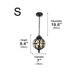 Outdoor Chandelier Light Waterproof, Aluminum Glass Ball Pendant - Adjustable Hanging Ceiling Light for Porch Gazebo Patio