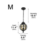 Outdoor Chandelier Light Waterproof, Aluminum Glass Ball Pendant - Adjustable Hanging Ceiling Light for Porch Gazebo Patio