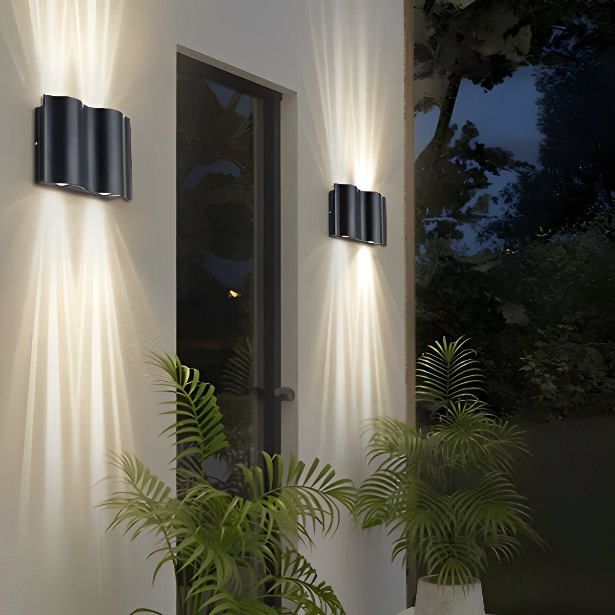 Outdoor Wall Sconce Light Waterproof, Up and Down Water Wave LED - Modern Exterior Wall Lighting for Porch Patio Garden