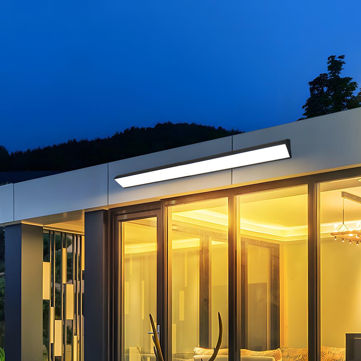 Outdoor LED Wall Light Waterproof Black, Up Down Strip Porch Light - Modern Exterior Wall Sconce for Facade Patio Garage
