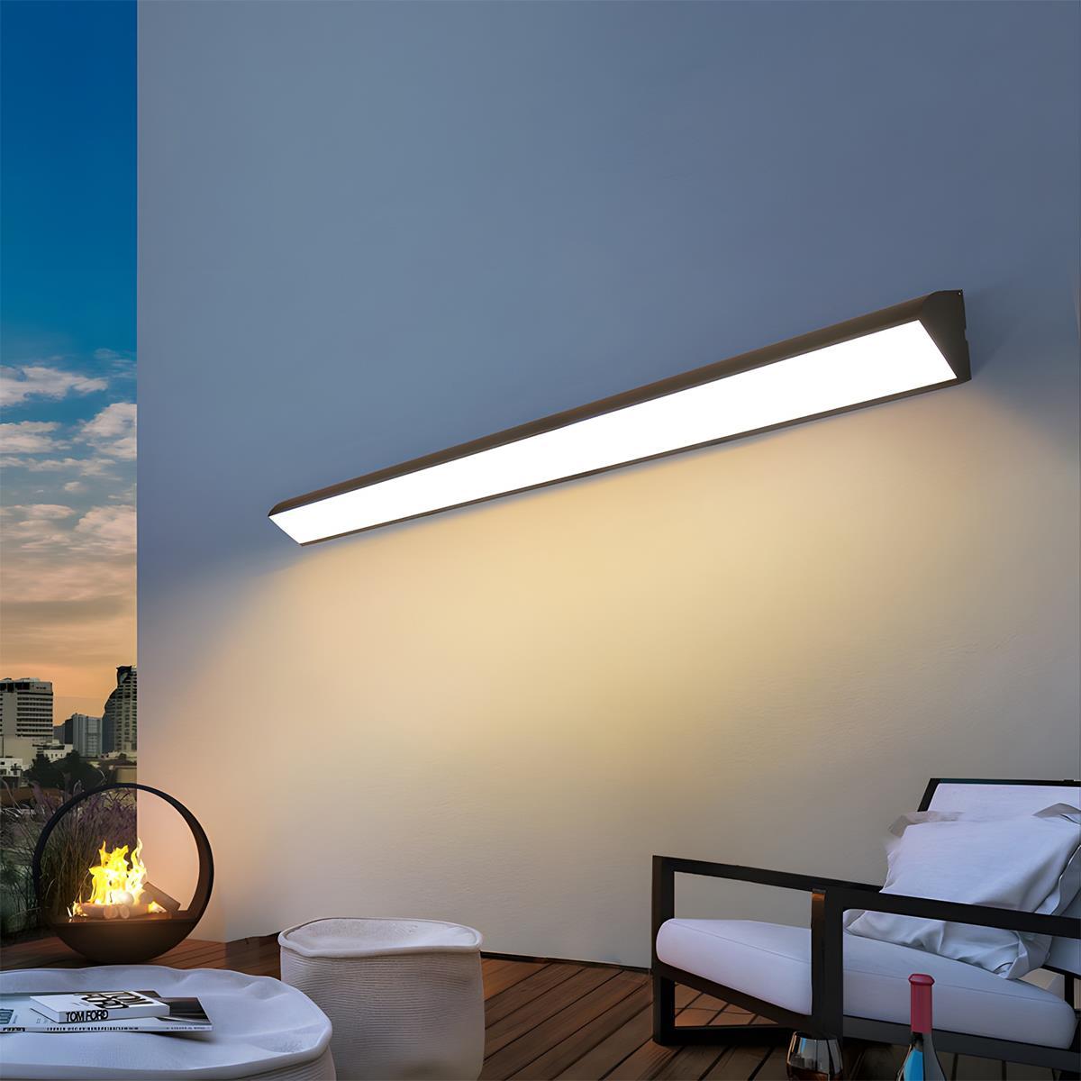 Outdoor LED Wall Light Waterproof Black, Up Down Strip Porch Light - Modern Exterior Wall Sconce for Facade Patio Garage