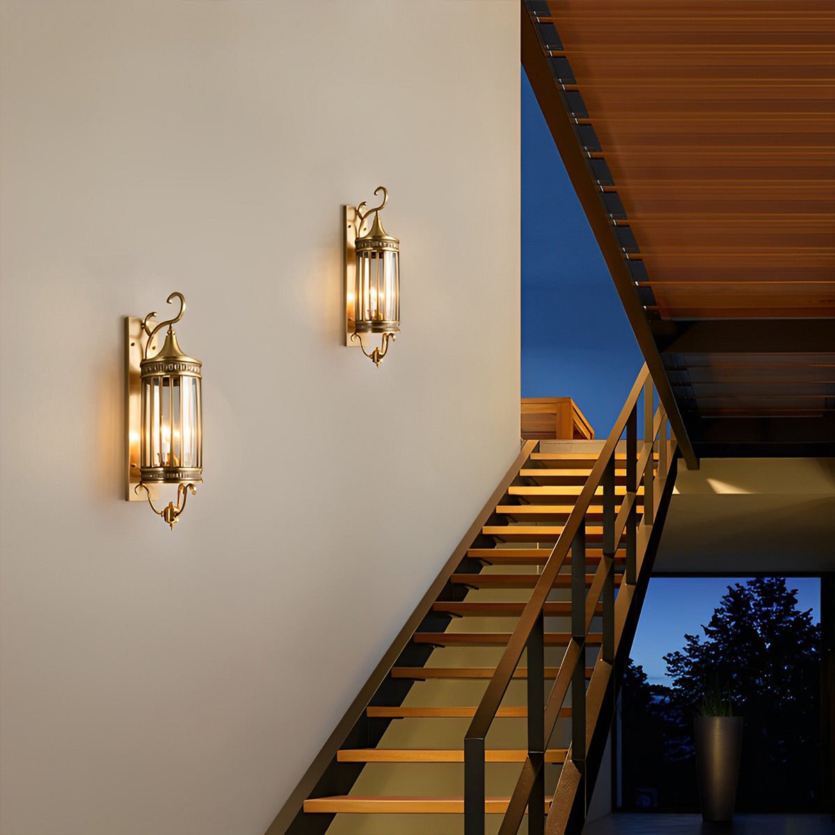 Outdoor Porch Light Waterproof, Vintage Mid Century LED Wall Lantern - Exterior Wall Sconce for Front Door Patio Garage