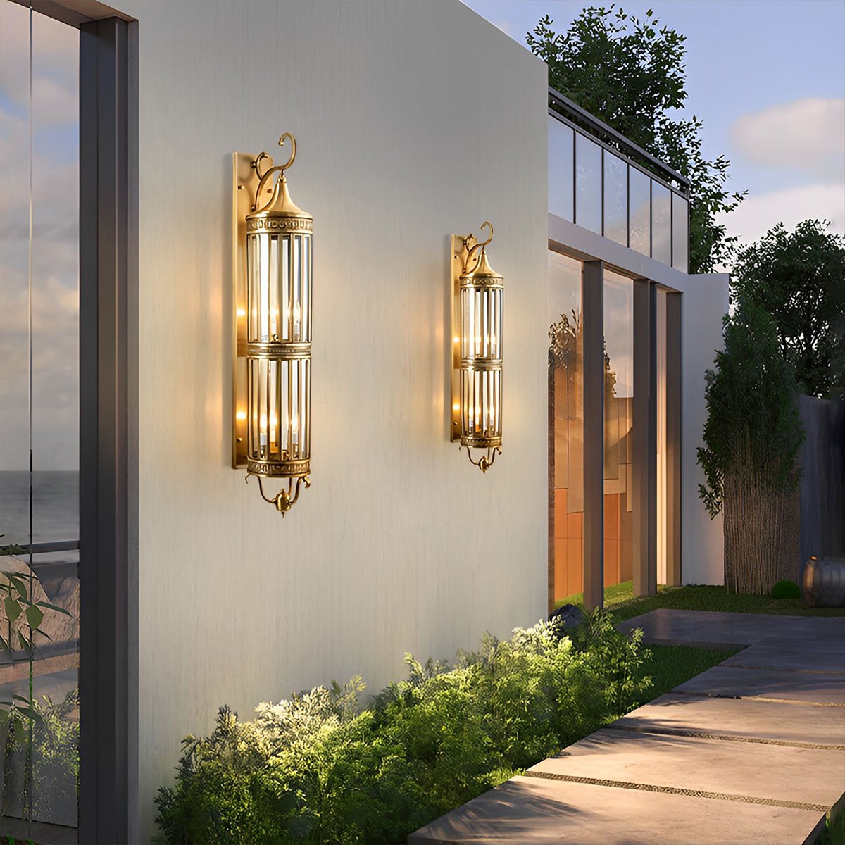 Outdoor Porch Light Waterproof, Vintage Mid Century LED Wall Lantern - Exterior Wall Sconce for Front Door Patio Garage