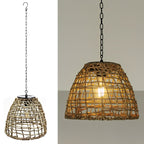 Solar Outdoor Pendant Light Waterproof, Rattan Bell Hanging Lantern - Decorative Garden Patio Lighting for Gazebo Porch Balcony