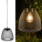 Solar Outdoor Pendant Light Waterproof, Rattan Bell Hanging Lantern - Decorative Garden Patio Lighting for Gazebo Porch Balcony