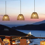 Solar Outdoor Pendant Light Waterproof, Rattan Bell Hanging Lantern - Decorative Garden Patio Lighting for Gazebo Porch Balcony
