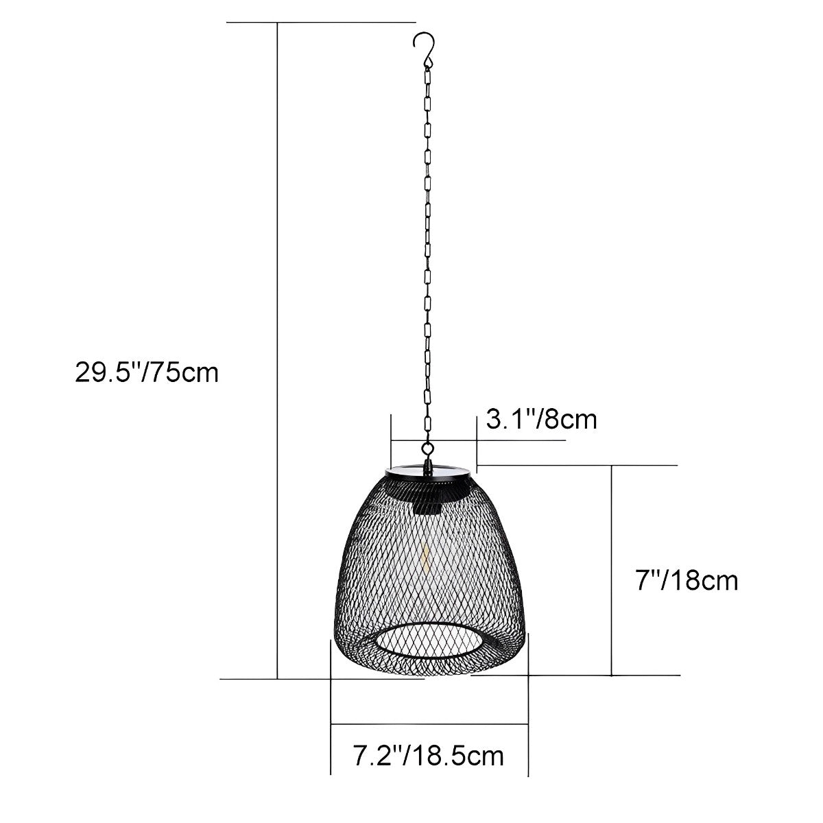 Solar Outdoor Pendant Light Waterproof, Rattan Bell Hanging Lantern - Decorative Garden Patio Lighting for Gazebo Porch Balcony