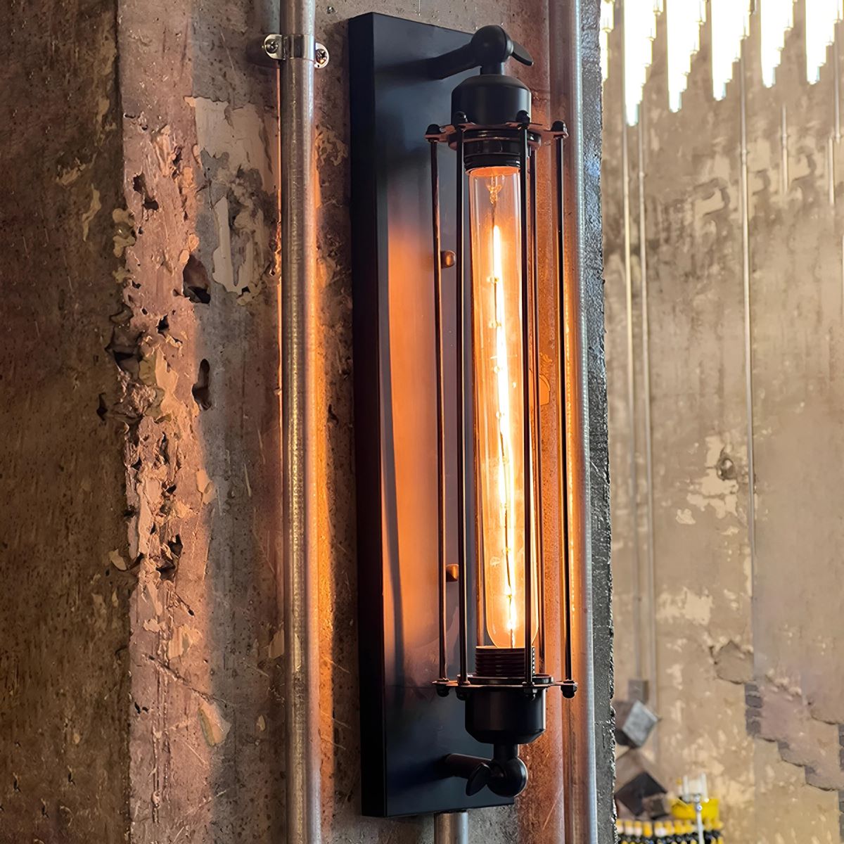 Industrial Wall Sconce, Vintage Iron LED Wall Light - Rustic Indoor Wall Lighting Fixture for Living Room Bedroom Hallway Stairs