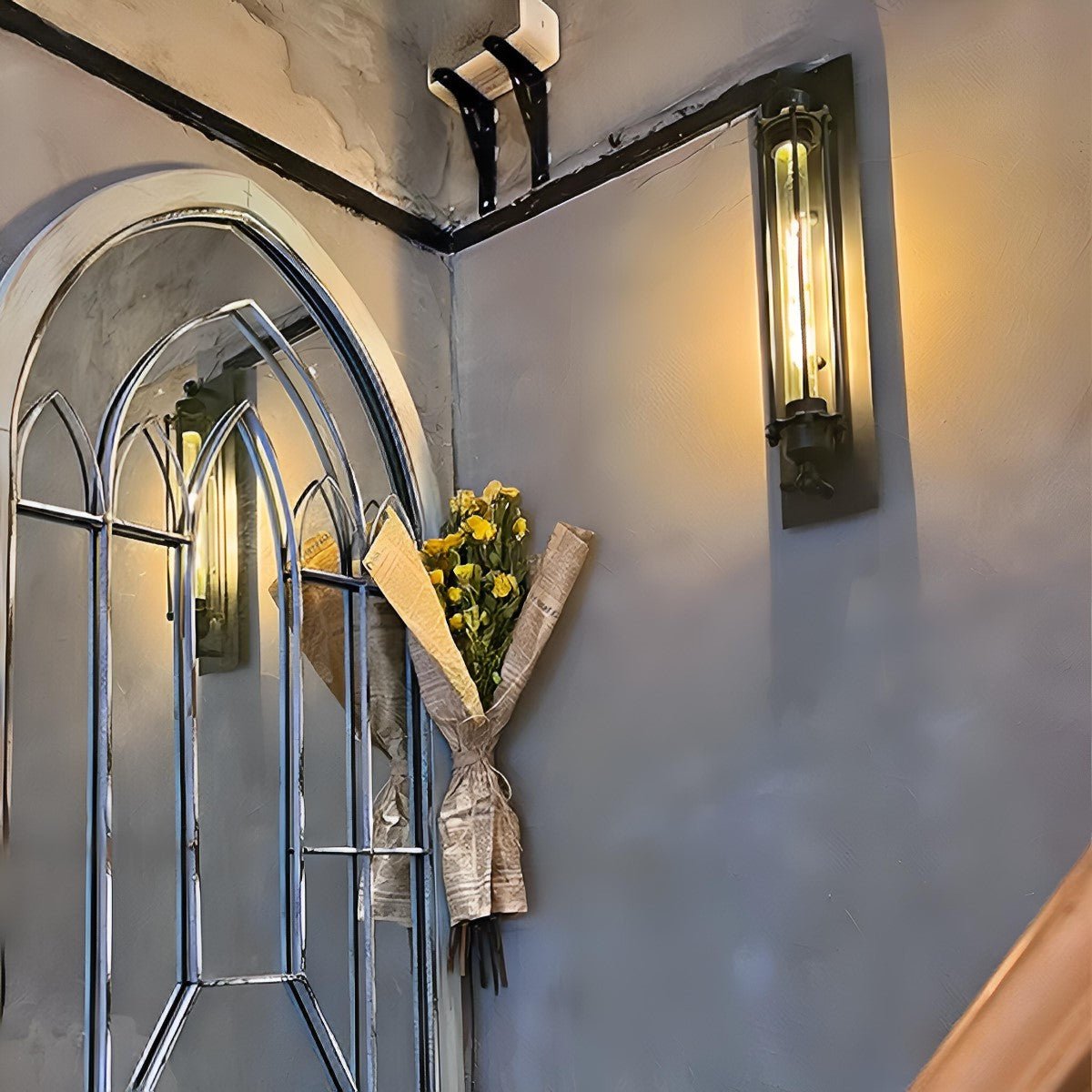 Industrial Wall Sconce, Vintage Iron LED Wall Light - Rustic Indoor Wall Lighting Fixture for Living Room Bedroom Hallway Stairs