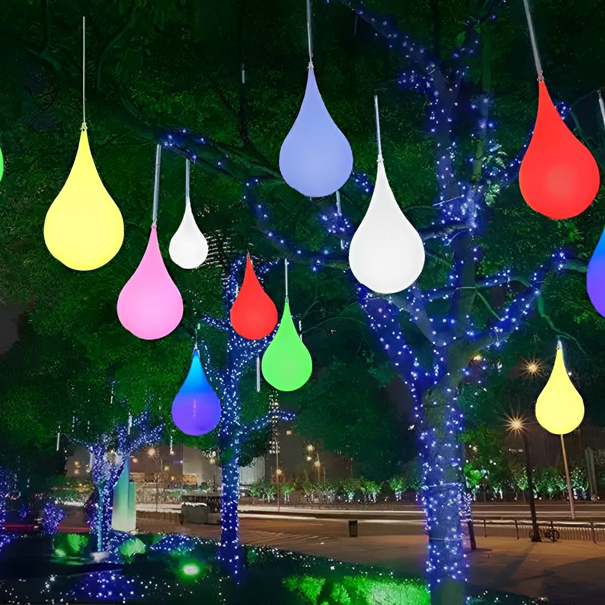 Outdoor Hanging Light Waterproof, Water Drop LED Pendant Lantern - Modern Exterior Ceiling Lighting for Porch Patio Gazebo Garden