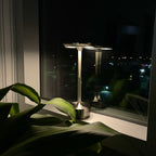 Cordless Table Lamp Rechargeable, Metallic Modern Bedside Lamp - Portable LED Dimmable Mood Light for Bedroom Restaurant Bar